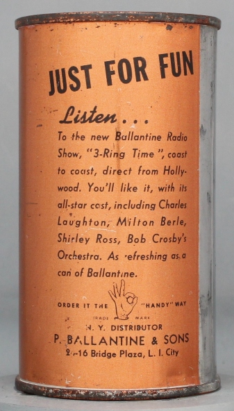 Ballantine's Export Light Beer Flat Top Can