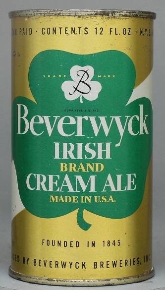 Beverwyck Irish Brand Cream Ale Flat Top Can
