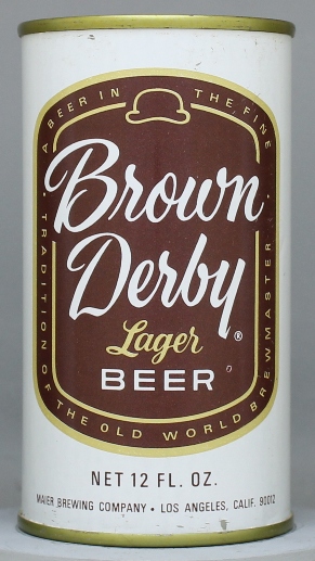 Brown Derby Lager Beer Flat Top Can