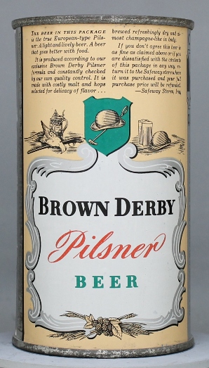 Brown Derby Pilsner Beer Flat Top Can