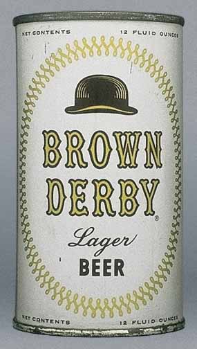 Brown Derby Lager Beer Flat Top Can