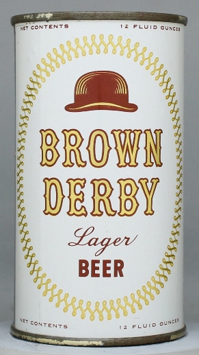 Brown Derby Lager Beer Flat Top Can