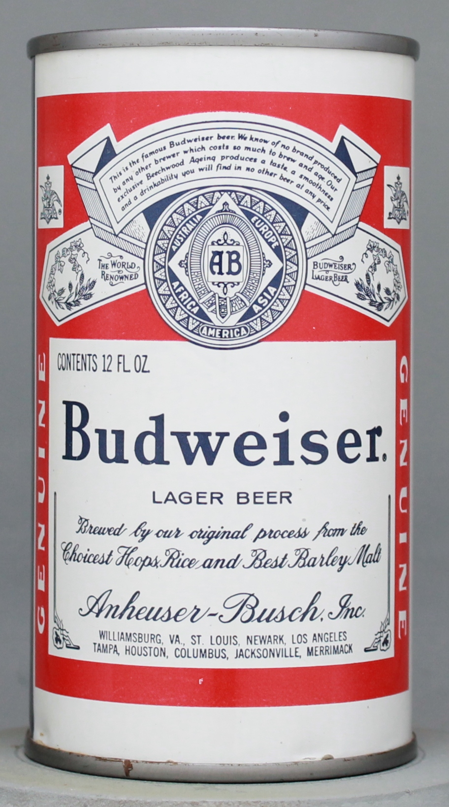 Budweiser Beer Flat Top Can