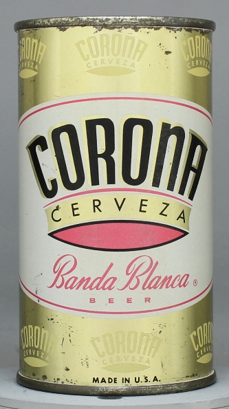 Corona Cerveza Banda Blanca Beer Flat Top Can
