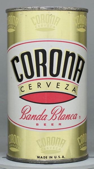 Corona Cerveza Banda Blanca Beer Flat Top Can
