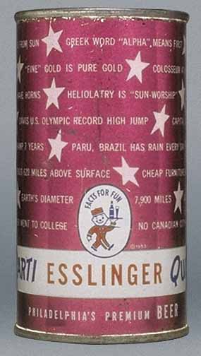 Esslinger Parti Quiz Philadelphia's Premium Beer Flat Top Can