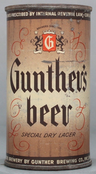 Gunther's Special Dry Lager Beer Flat Top Can