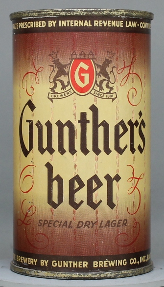 Gunther's Special Dry Lager Beer Flat Top Can