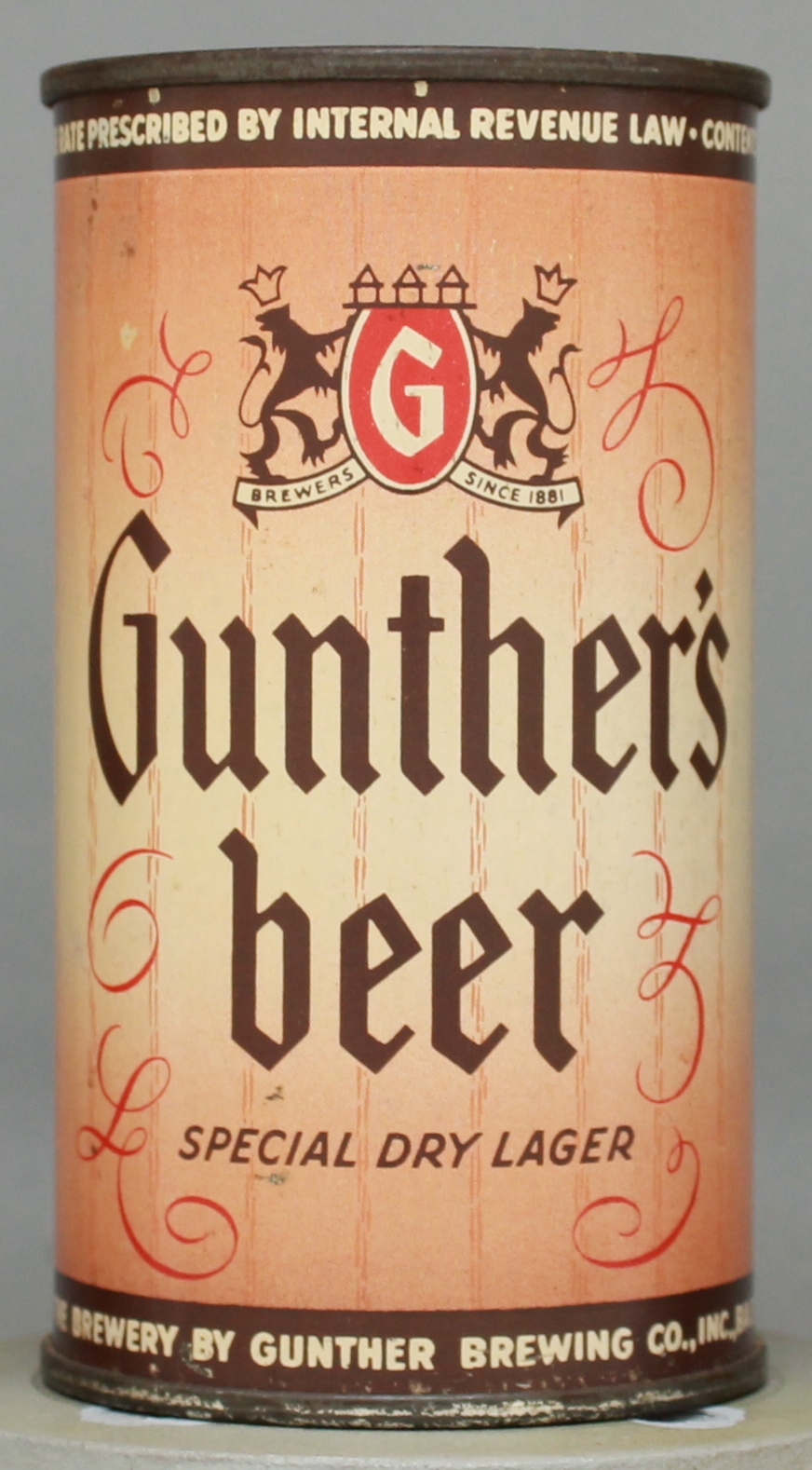 Gunther's Special Dry Lager Beer Flat Top Can