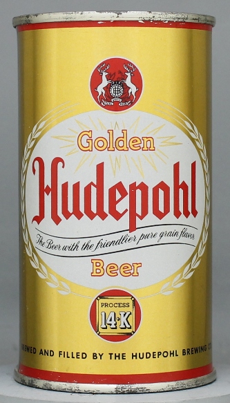 Hudepohl 14k Golden Beer Flat Top Can