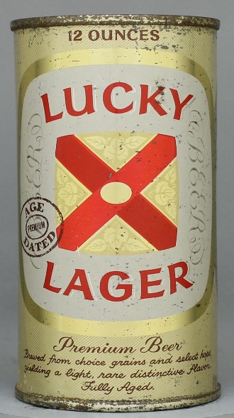 Lucky Lager Premium Beer Flat Top Can