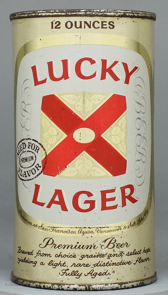 Lucky Lager Premium Beer Flat Top Can