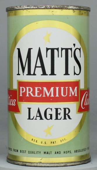 Matt's Utica Club Premium Lager Beer Flat Top Can