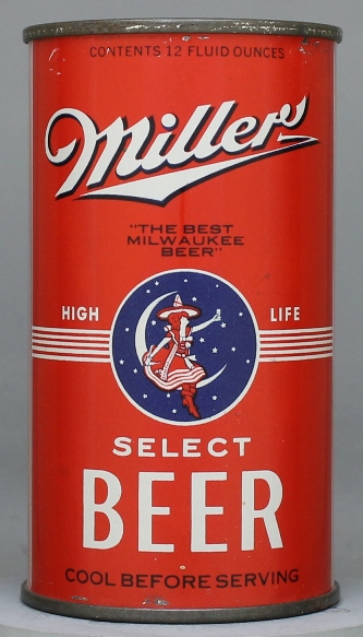 Miller Select High Life Beer Flat Top Can