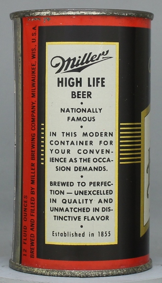 Miller High Life Beer Flat Top Can