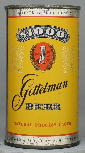 $1000 Gettelman Natural Process Lager Beer Flat Top Can
