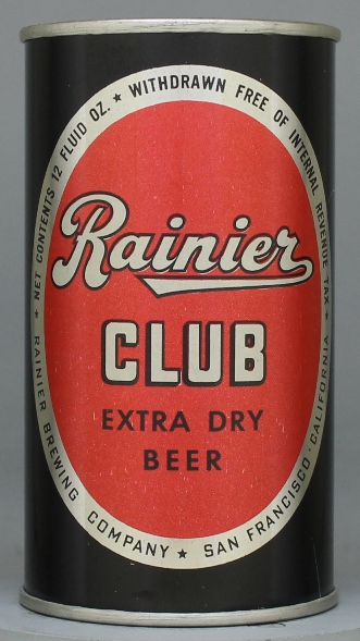 Rainier Club Extra Dry Beer Flat Top Can