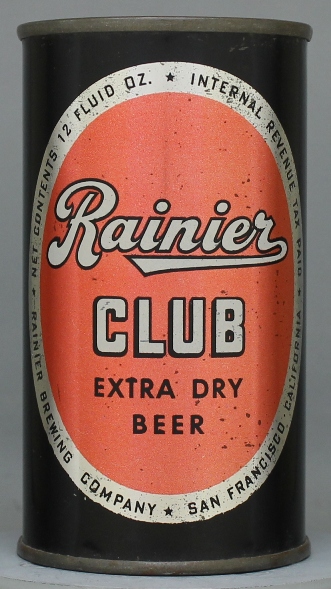 Rainier Club Extra Dry Beer Flat Top Can