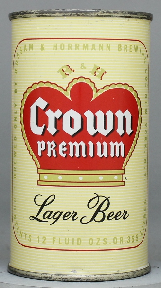 R & H Crown Premium Lager Beer Flat Top Can