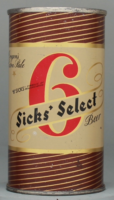 Sicks' Select Beer Flat Top Can