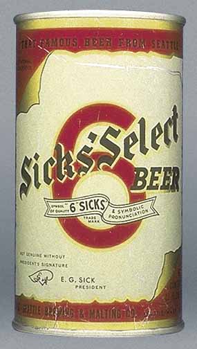 Sicks' Select Beer Flat Top Can