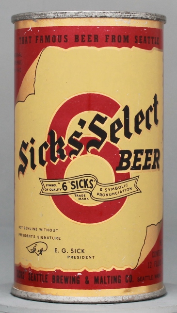 Sicks' Select Beer Flat Top Can