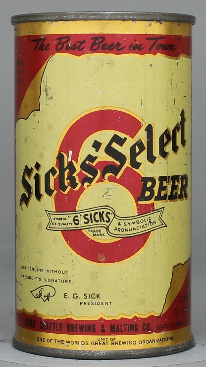 Sicks' Select Beer Flat Top Can