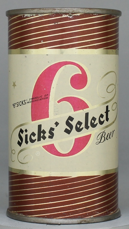 Sicks' Select Beer Flat Top Can