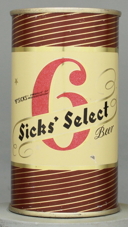 Sicks' Select Beer Flat Top Can
