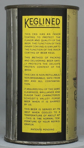 Scheidt's Valley Forge Beer Flat Top Can