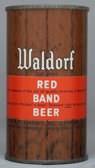 Waldorf Red Band Beer Flat Top Can