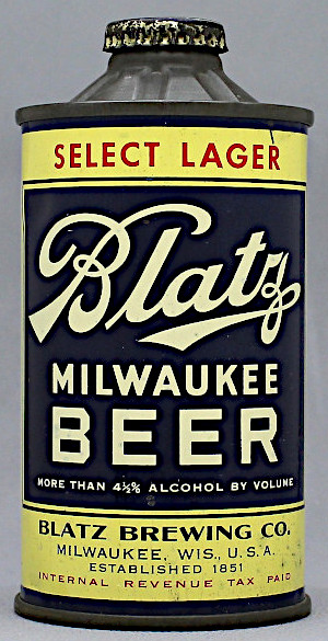 Blatz Milwaukee Select Lager Beer Cone Top Can