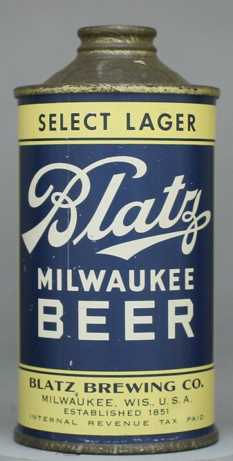 Blatz Milwaukee Select Lager Beer Cone Top Can