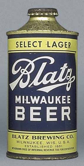 Blatz Select Lager Beer Cone Top Can