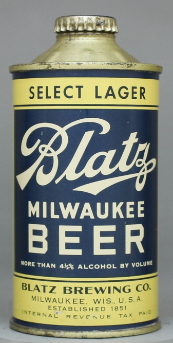 Blatz Milwaukee Select Lager Beer Cone Top Can