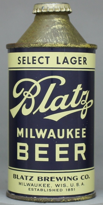 Blatz Milwaukee Select Lager Beer Cone Top Can