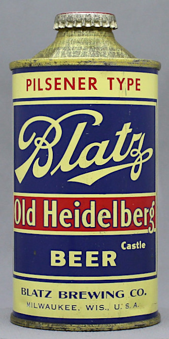 Blatz Old Heidelberg Pilsener Type Beer Cone Top Can
