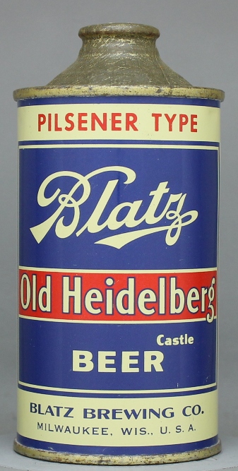 Blatz Old Heidelberg Pilsener Type Beer Cone Top Can