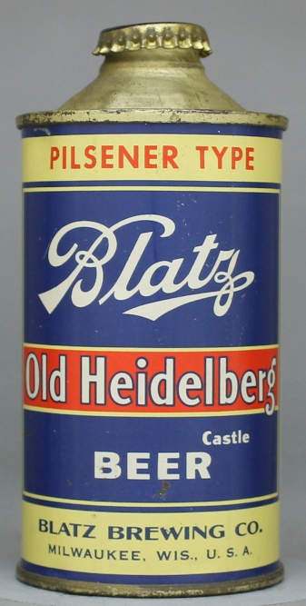 Blatz Old Heidelberg Pilsener Type Beer Cone Top Can