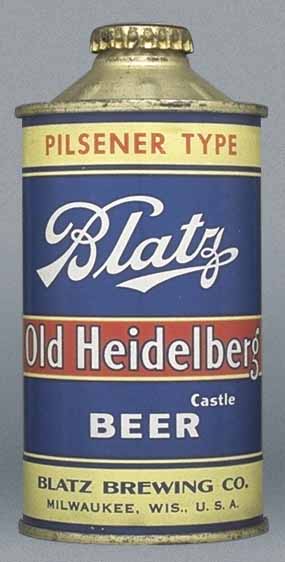 Blatz Old Heidelberg Pilsener Type Beer Cone Top Can