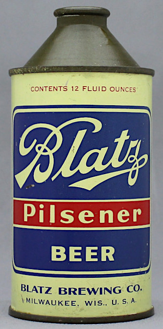 Blatz Pilsener Beer Cone Top Can