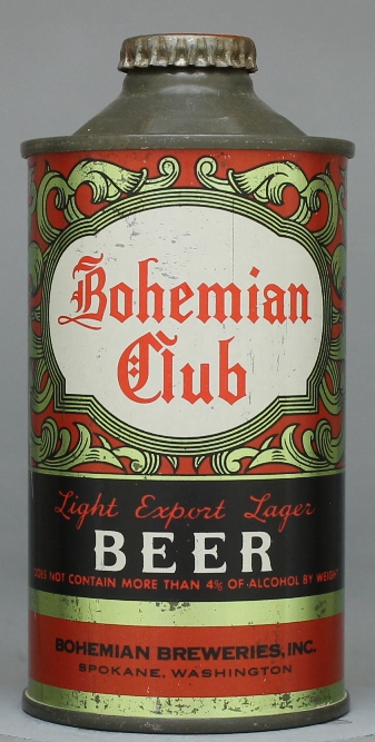 Bohemian Club Light Export Lager Beer Cone Top Can