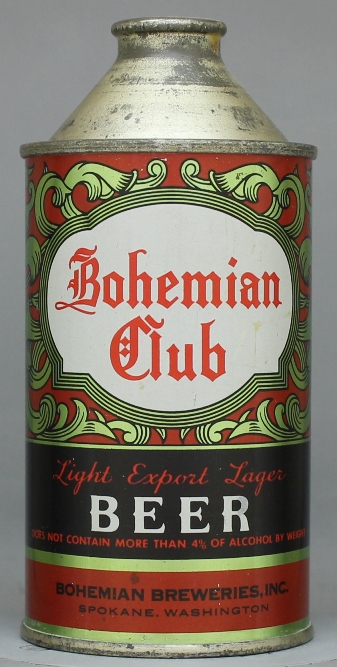 Bohemian Club Light Export Lager Beer Cone Top Can