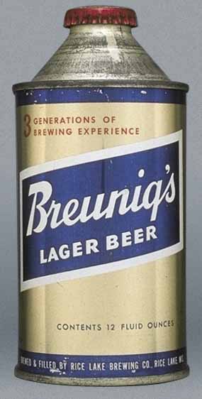 Breunig's Lager Beer Cone Top Can