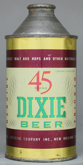 Dixie 45 Brand Beer Cone Top Can