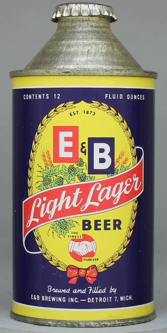 E & B Light Lager Beer Cone Top Can
