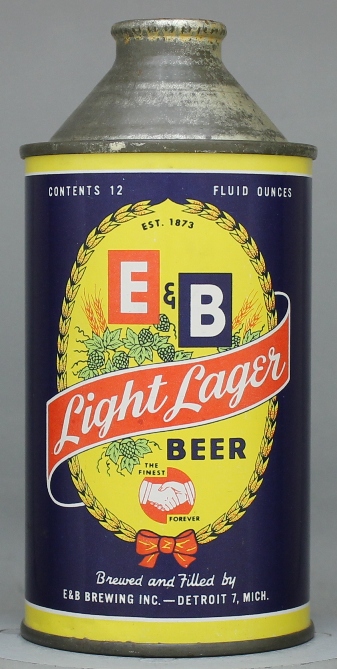 E & B Light Lager Beer Cone Top Can