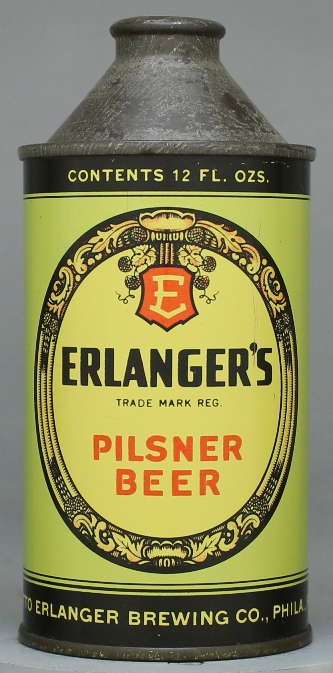 Erlanger's Pilsner Beer Cone Top Can