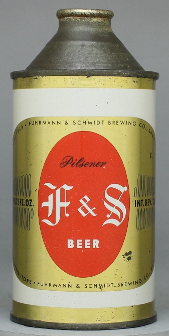 F & S Pilsener Beer Cone Top Can