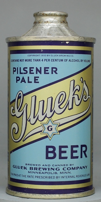 Gluek's Pilsener Pale Beer Cone Top Can